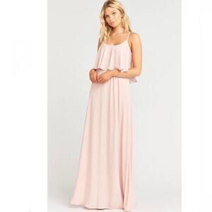 Show me Your MuMu NWT Caitlin Ruffle Dusty Blush Crisp Maxi Dress S